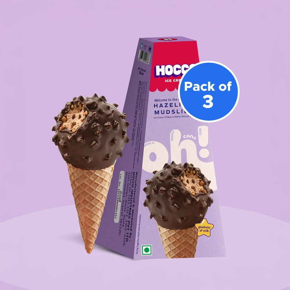 Hocco Hazelnut Mudslide Ice Cream Cone - Pack of 3
